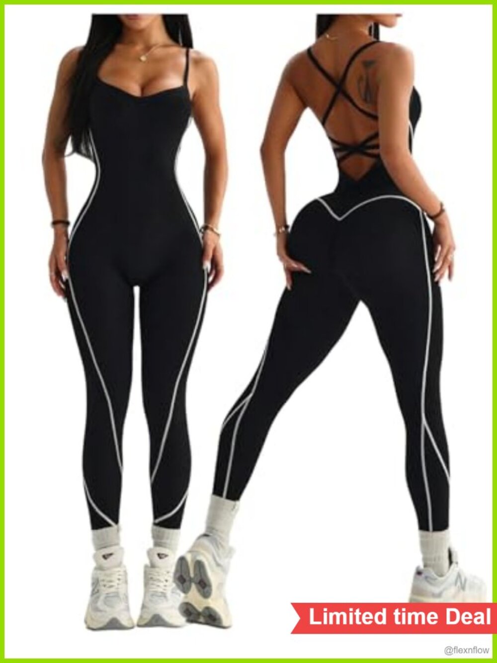 Verdusa Women's Crisscross One Piece Workout Yoga Jumpsuit Sleeveless